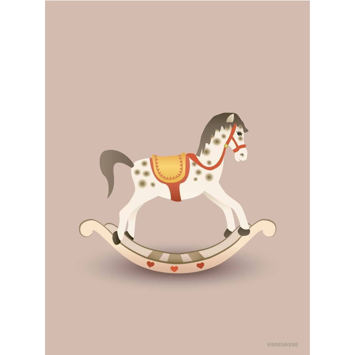 Vissevasse Rocking Horse Poster 15 X21 Cm, Pink