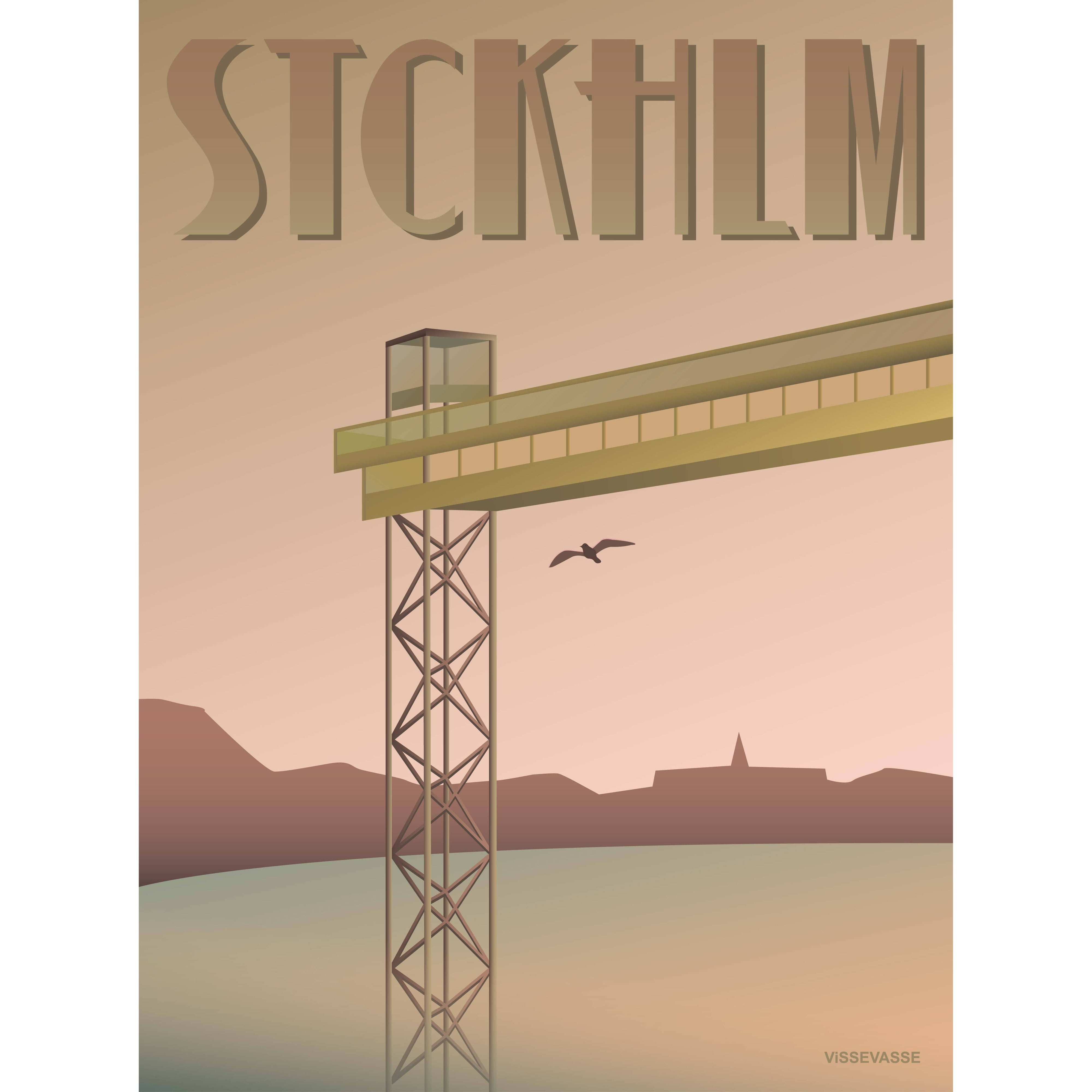 Vissevasse Stockholm Katarinaaufzug Poster, 15 X21 Cm