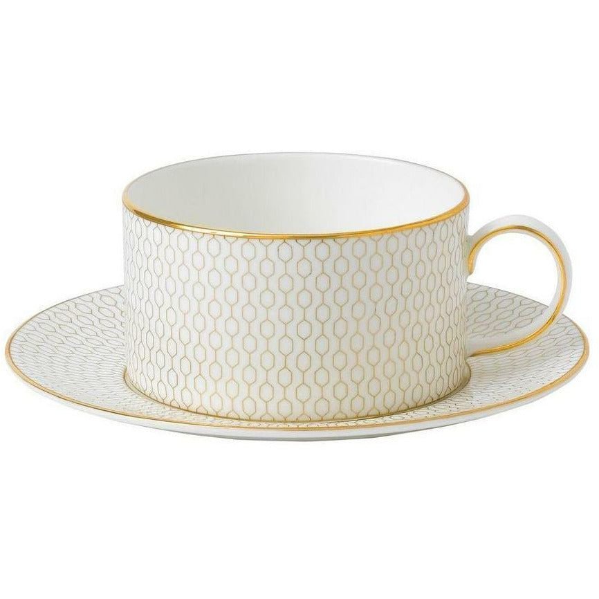 Wedgwood Arris Teacup 0,18 L & Saucer, White/Gold